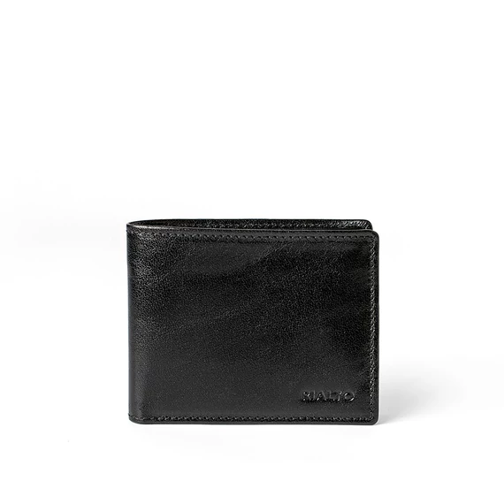 Férfi olasz bőr pénztárca, Vachetta Leather Wallet, fekete színben