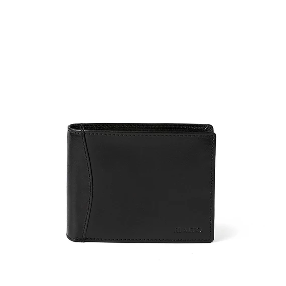 Férfi olasz bőr pénztárca, Vachetta Leather Wallet, fekete színben