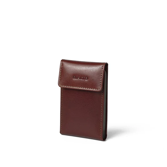 Leather Cardholder Small Marone