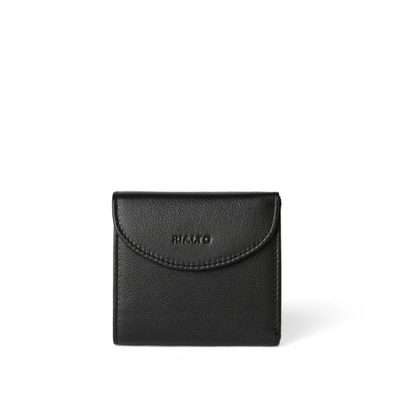 Női olasz bőr pénztárca, Nappa Leather Wallet Midi, fekete színben