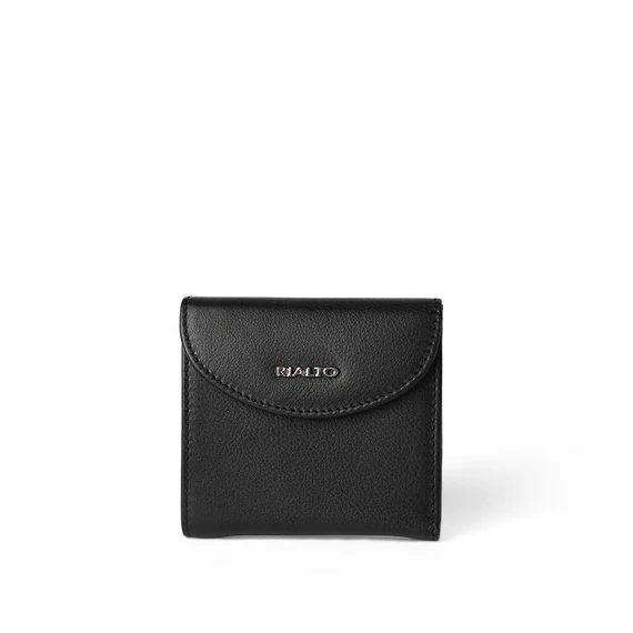 Női olasz bőr pénztárca, Nappa Leather Wallet Midi, fekete színben