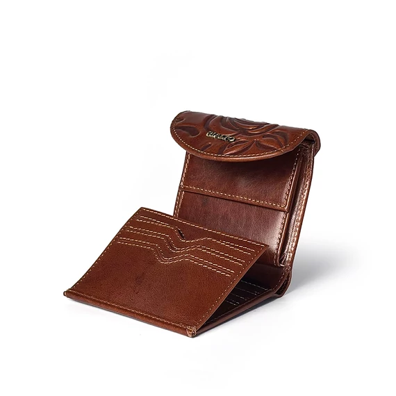 Rosa Leather Wallet Mini Marone