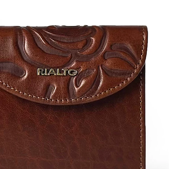 Rosa Leather Wallet Mini Marone