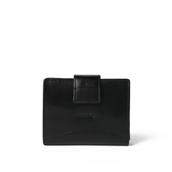 Női olasz  bőr pénztárca, Leather Wallet Midi, fekete színben