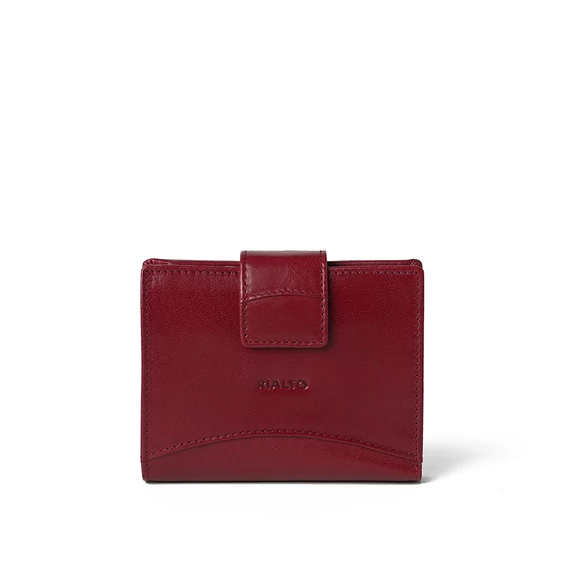 Női olasz bőr pénztárca, Leather Wallet Midi, piros színben