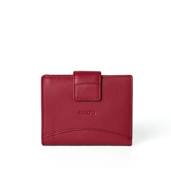 Női olasz bőr pénztárca, Nappa Leather Wallet Midi, piros színben