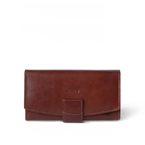 Női olasz bőr pénztárca, Leather Wallet Grande, sötétbarna színben