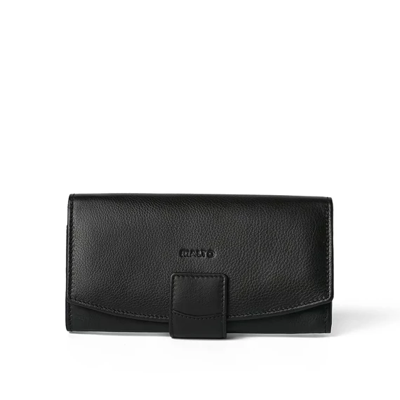 Női olasz bőr pénztárca, Nappa Leather Wallet Grande, fekete színben