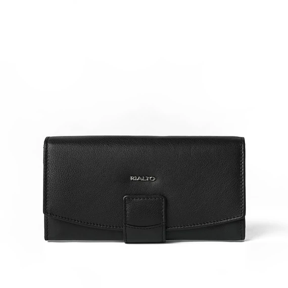Női olasz bőr pénztárca, Nappa Leather Wallet Grande, fekete színben