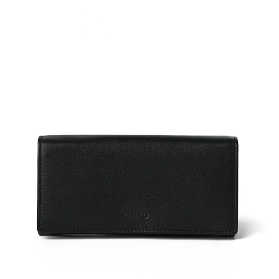 Női olasz bőr pénztárca, Nappa Leather Wallet Grande, fekete színben