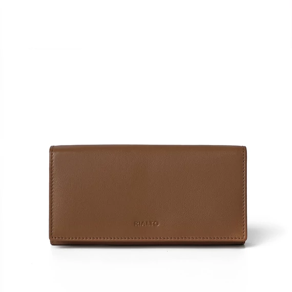 Női olasz bőr pénztárca, Nappa Leather Wallet Grande, barna színben