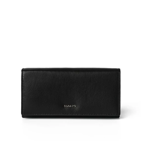 Női olasz bőr pénztárca, Nappa Leather Wallet Grande, fekete színben
