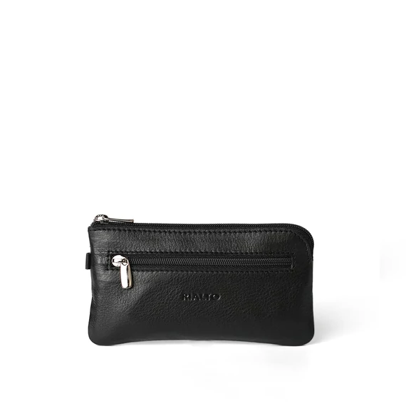 Unisex olasz bőr kulcstartó, Nappa Leather Keyholder, fekete színben