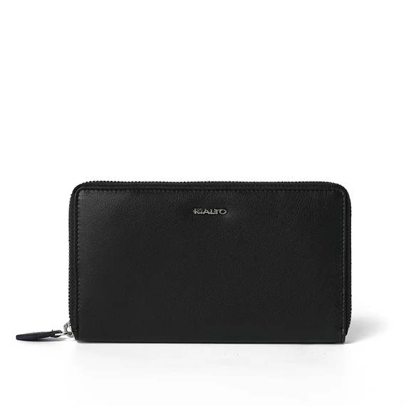 Női olasz bőr pénztárca, Nappa Leather Wallet Grande, fekete színben