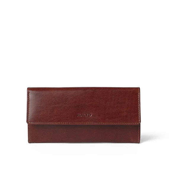 Női olasz bőr pénztárca, Leather Wallet Grande, barna színben