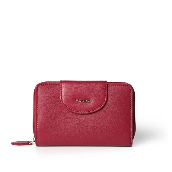 Női olasz bőr pénztárca, Leather Wallet Midi, piros színben