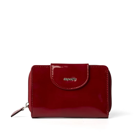 Női olasz lakk bőr pénztárca, Patent Leather Wallet Midi, piros színben