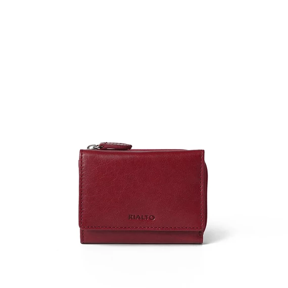 Női olasz bőr pénztárca, Leather Wallet Midi, piros színben