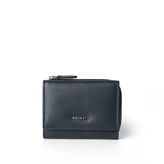 Női olasz bőr pénztárca, Leather Wallet Midi, sötétkék színben