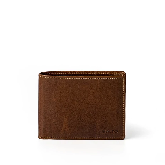 Férfi olasz bőr pénztárca, Vachetta Leather Wallet, sötétbarna színben