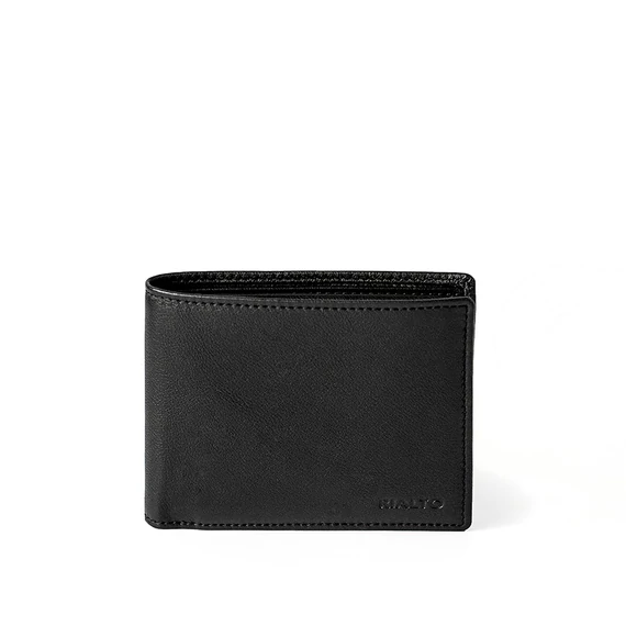Férfi olasz bőr pénztárca, Nappa Leather Wallet, fekete színben