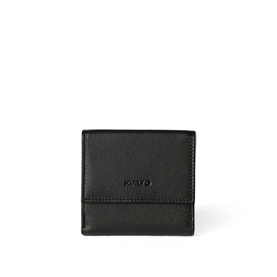 Női olasz  bőr pénztárca, Nappa Leather Wallet Midi, fekete színben