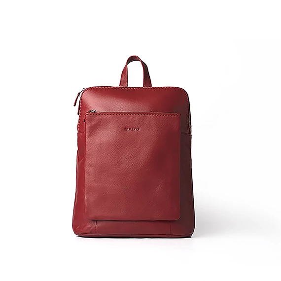 Női olasz bőr hátitáska, Elena Grande Backpack, piros színben