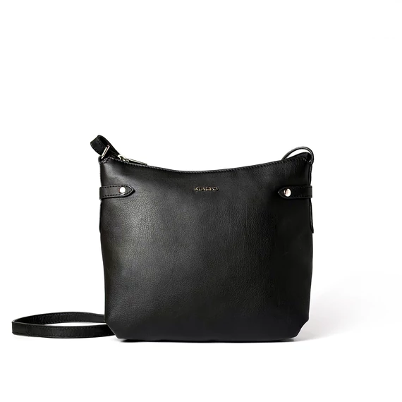 Női olasz bőr válltáska, Crossbody Bag, fekete színben