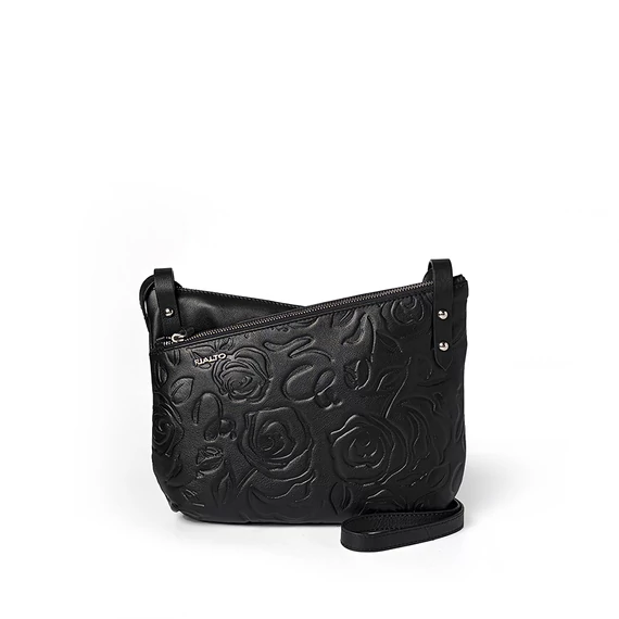 Női olasz bőr átvetős táska, Rosa Crossbody Bag, fekete színben