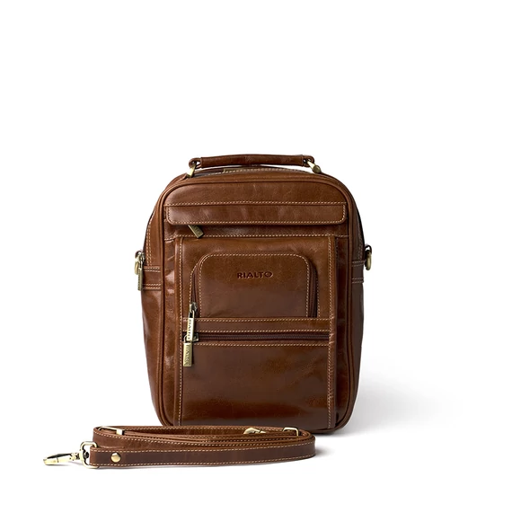 Férfi olasz bőr autóstáska, Umberto Car Bag, sötétbarna színben