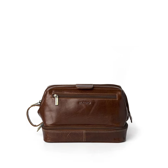 Férfi olasz bőr neszeszer, Nico Toiletry Bag, barna színben
