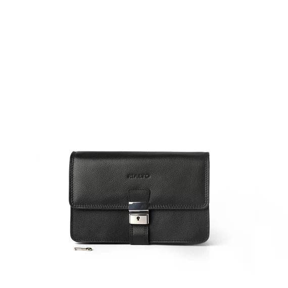 Férfi olasz bőr autóstáska, Adriano Car Bag, fekete színben