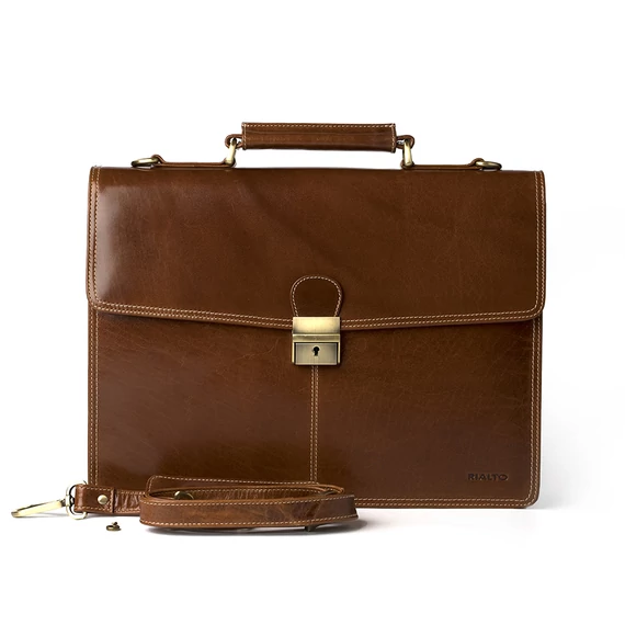 Férfi olasz bőr aktatáska, Giorgio Vachetta Briefcase, barna színben