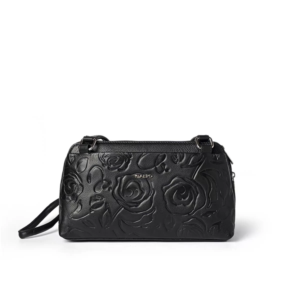 Női olasz bőr válltáska, Rosa Shoulder Bag, fekete színben