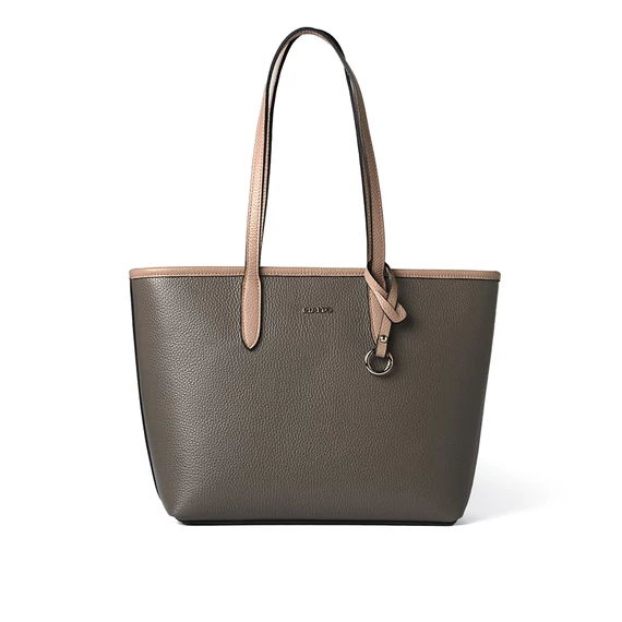 Női olasz bőr kézitáska, Nina Maxi Handbag, szürkésbarna színben