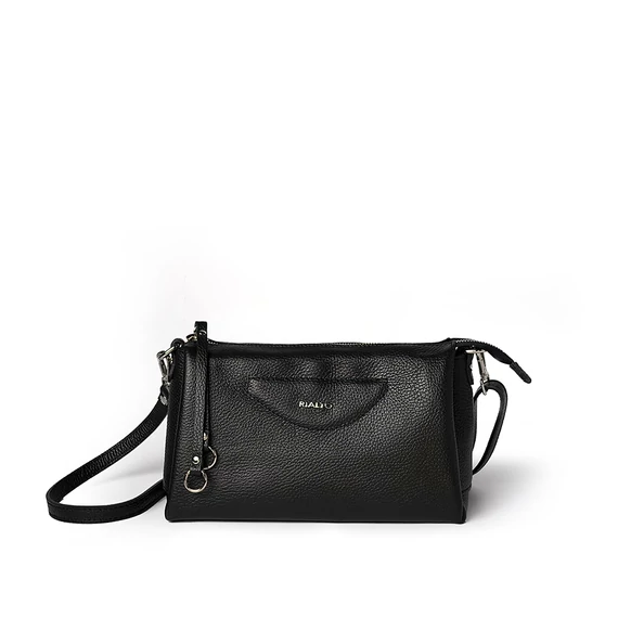 Női olasz bőr átvetős táska, Valeria Crossbody Bag, fekete színben