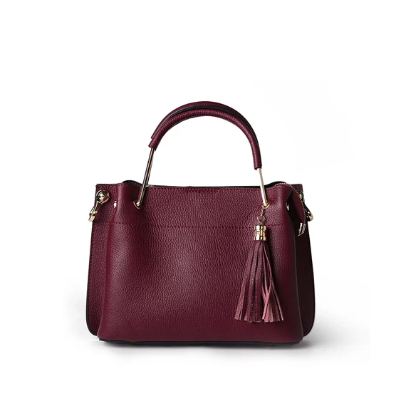 Női olasz bőr kézitáska, Livia Midi Handbag, padlizsán színben