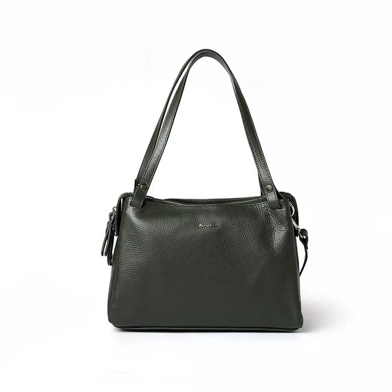 Női olasz bőr válltáska, Elsa Shoulder Bag, sötétzöld színben